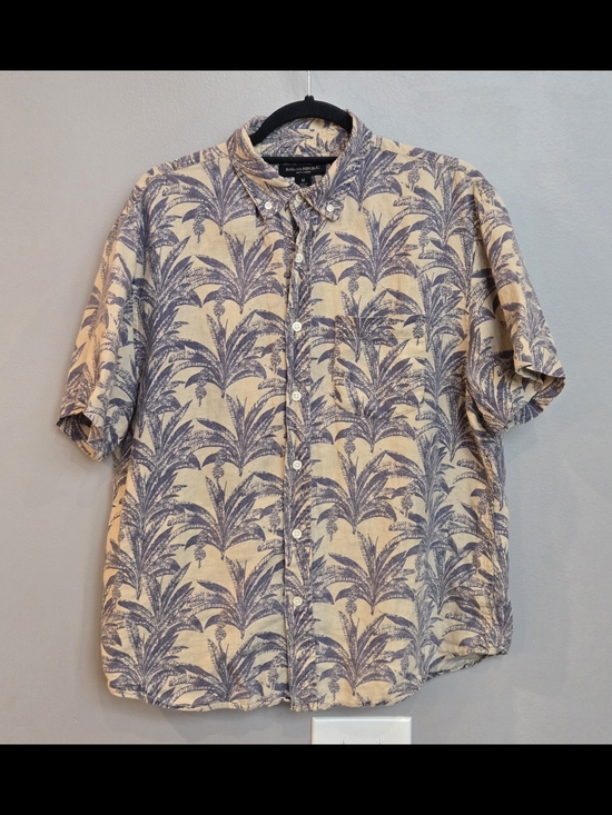 Banana Republic Other - Banana Republic 100% Linen Palm Print Shirt Blue Tropical Resort Mens Medium